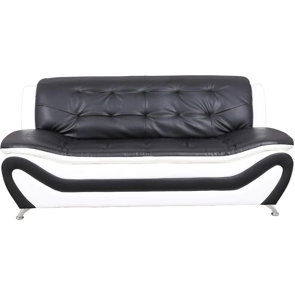 COZYREST™ Sofa Living Room, 3 Piece Modern Faux Leather Sofa Set, Simple Assembly Required Button Tufted Couch Sofa Furniture, Sofas