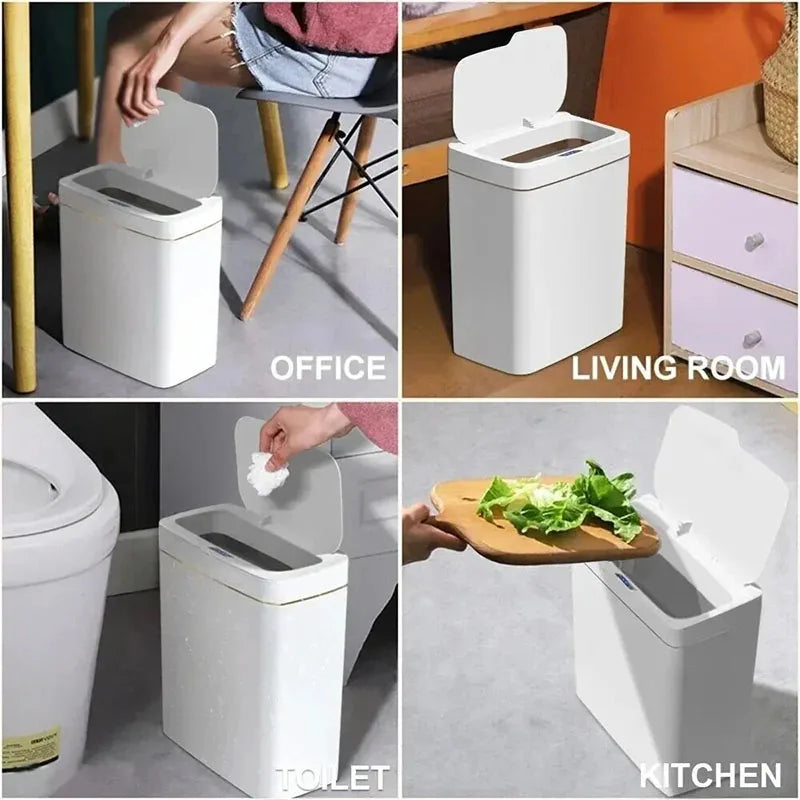 LZJV™ |15L NEW Smart Trash Can Automatically Open, Touch-Free Smart Sensor, Sensing Garbage Can and Waterproof, For Bathroom/Kitchen/Bedroom