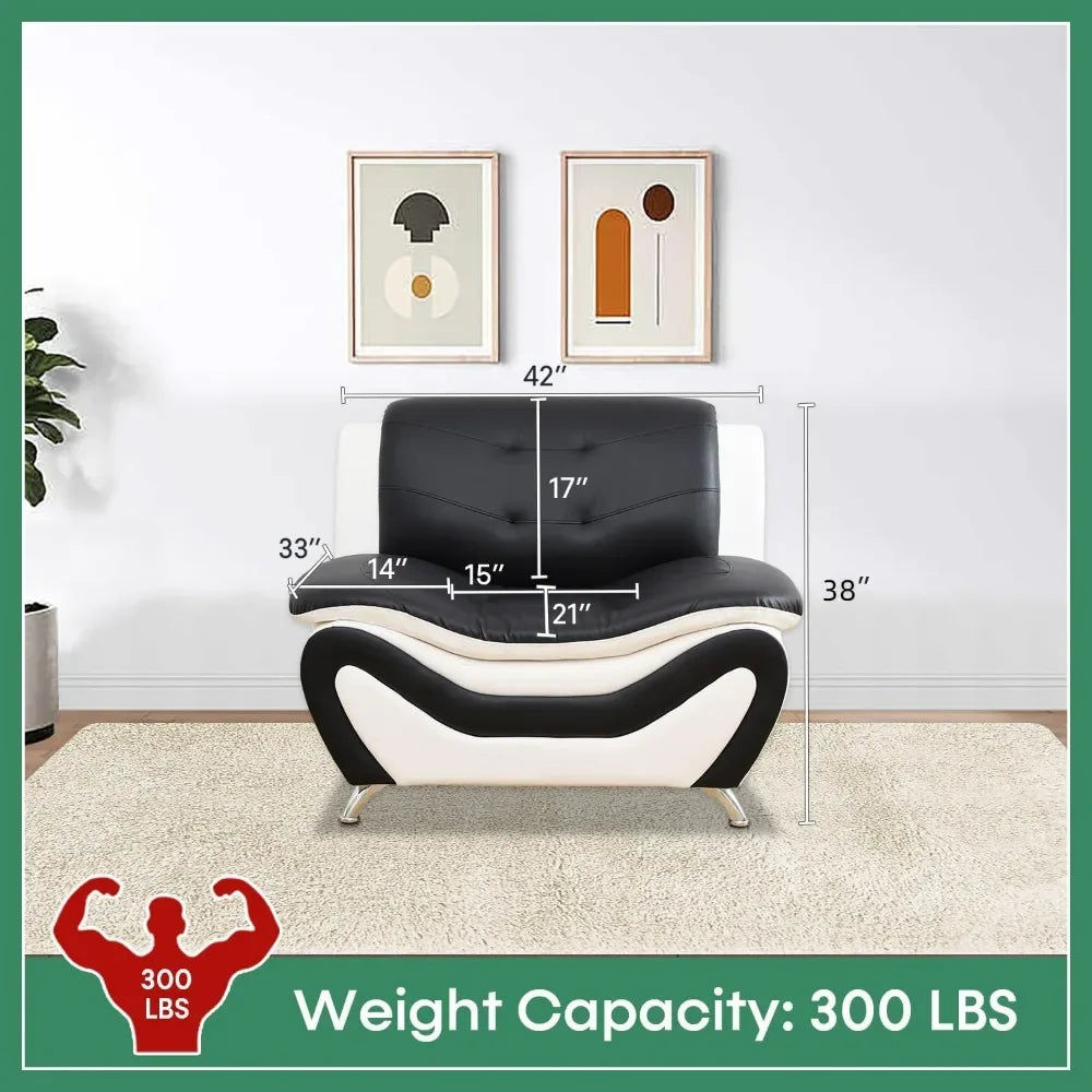 CUSHINA ™ Sofa, Leather Sofa Set, Leather Sofas Set for Living Room Furniture Sets, Loveseat Sofa with Chair 3-Piece for Living Room
