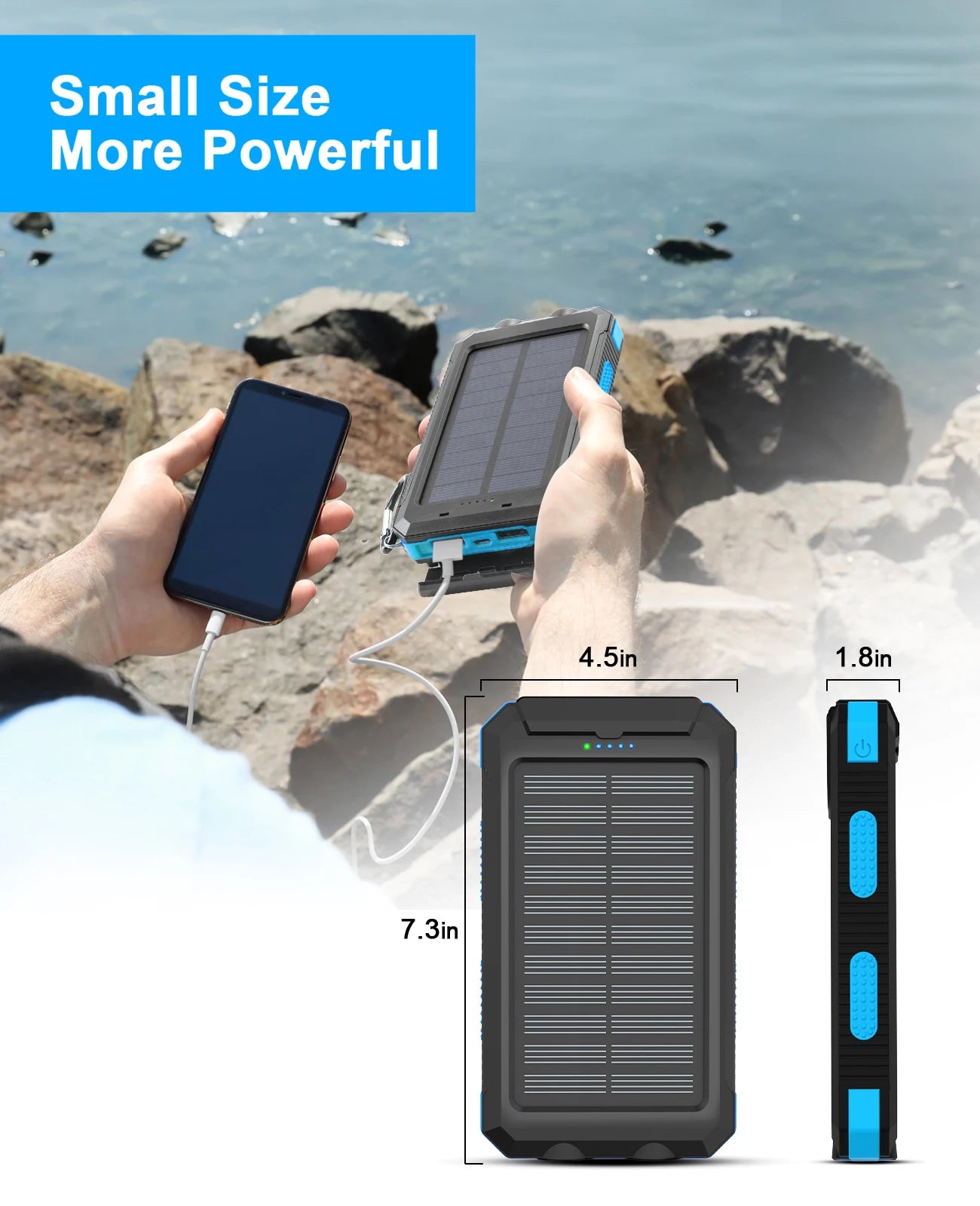 SOLUPUP™ |Waterproof Outdoor Solar Power Bank (38800mAh) Dual USB, for Outdoor Travel/Camping, Solar Mobile Phone Charger