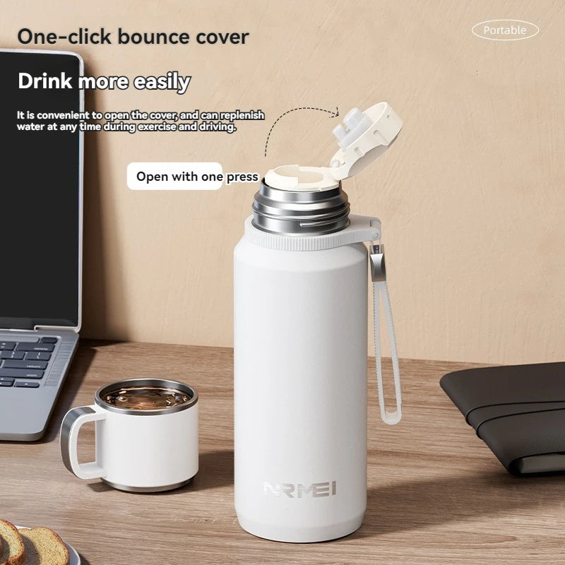 CUPGO™ |1.5L Thermos Water Bottle, Stainless Steel, Vacuum Flask, Perfect for Hot Coffee/Tea/Water, Heat Preservation Bottle, drinkware, Keeps Cold and Warm