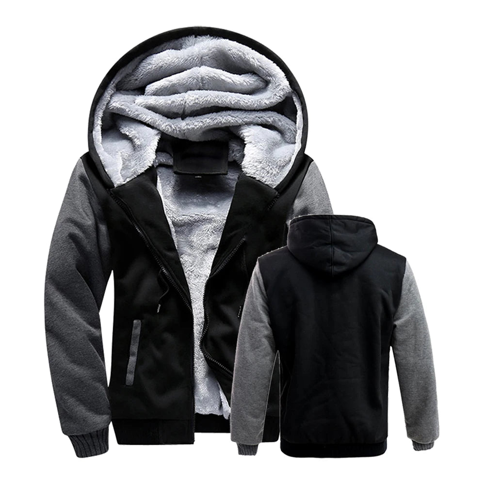COZY ™ Winter Jacket Men Warm Coat Thick Fleece Male Zipper Hooded Jackets Casual Hooded Sportswear Outerwear Long Sleeves Sports Hoody