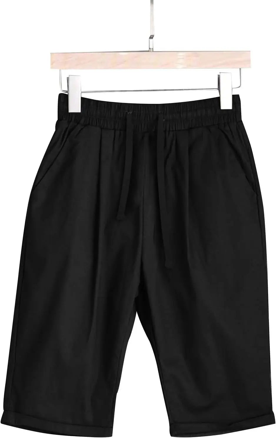 SASS™️Bermuda Shorts for Women Knee Length Plus Size Cotton Linen Casual Shorts Drawstring High Waist Shorts with Pockets Yoga mat