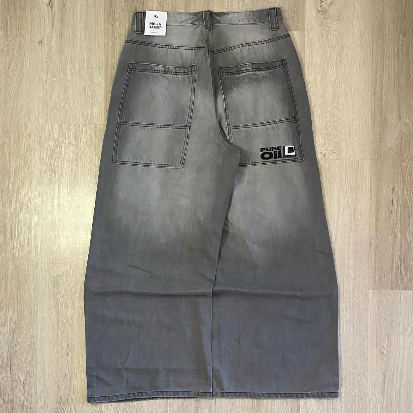 URBANY2K™ | Vintage Embroidered Baggy Jeans – Unisex Wide-Leg High Street Pants, Y2K Retro Hip Hop Casual Couple Style