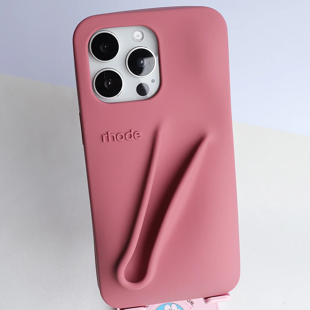 FLEEX™ For IPhone15 14 13Pro Max Plus Stand Cover Autumn Limited Edition Rhode Lip Holder Soft Silicone Lipstick Phone Case