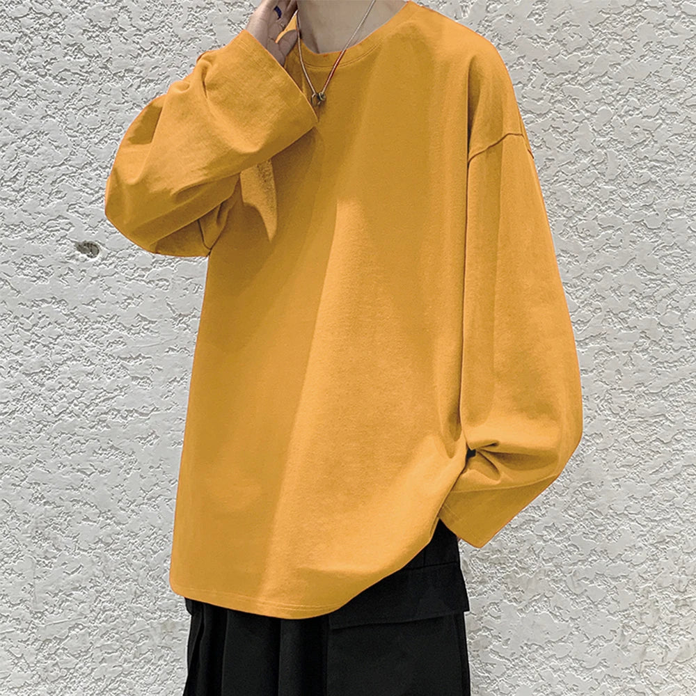 COTTOFLEX™ Oversize Cotton Long Sleeve Unisex T-Shirt Casual Pure Color Top for Men and Women