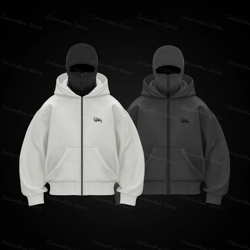 ALLACTIVITY™️Men's Balaclava Zip Hoodie Winter Warm Casual Sweatshirt with Hooded Face Mask Zipper Design Sports Jacket Outdoor Activities