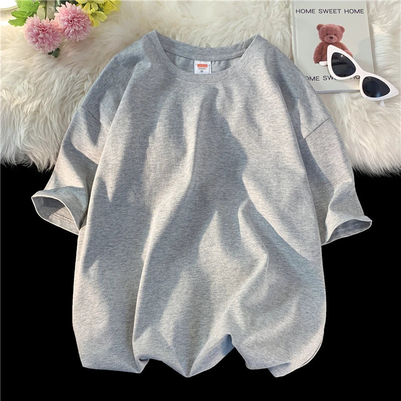 URBANEDGE™ Oversized Summer Short Sleeve Men's T Shirt New Fashion Solid Color Loose Fit O-Neck Casual Cotton Top Hip Hop Streetwear Baggy Tees Plus Size 5XL