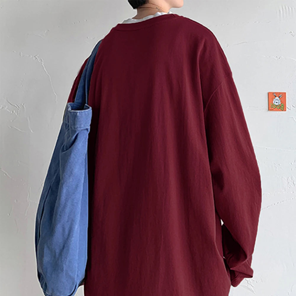 COTTOFLEX™ Oversize Cotton Long Sleeve Unisex T-Shirt Casual Pure Color Top for Men and Women