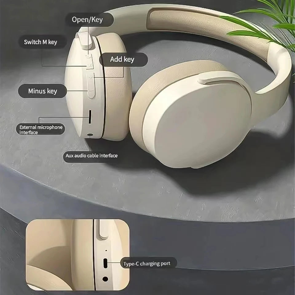 HEAR WE GO™ NEW Fashion Wireless Bluetooth Headphones Over Ear HIFI Stereo Headsets True Sports With Earphones TF/AUX Music Player with Mic, Good   charge quickly and charge last