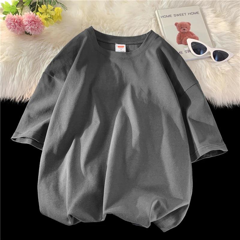 URBANEDGE™ Oversized Summer Short Sleeve Men's T Shirt New Fashion Solid Color Loose Fit O-Neck Casual Cotton Top Hip Hop Streetwear Baggy Tees Plus Size 5XL