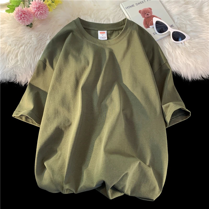 URBANEDGE™ Oversized Summer Short Sleeve Men's T Shirt New Fashion Solid Color Loose Fit O-Neck Casual Cotton Top Hip Hop Streetwear Baggy Tees Plus Size 5XL