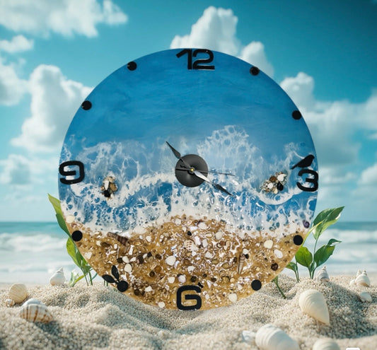 FIZA™️Beautiful Ocean Wave Epoxy Resin Wall Clock Handmade Housewarming Gift & Dec