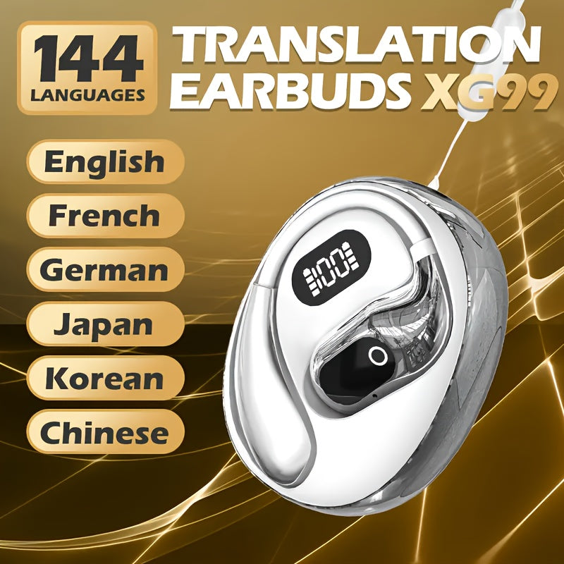 ZONE™️2025 new AI real-time translation headset, LED power display, 144 language translation headset, Type-C charging port, compatible with all smartphones, sports, business, games, study,