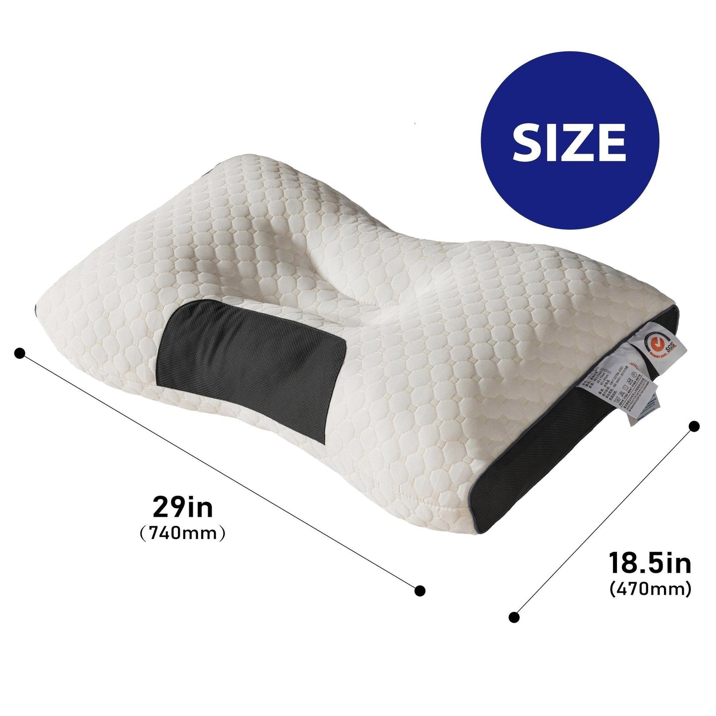 SLEEP WELL™ Knitted Antibacterial Cotton Massage Neck Pillow For Sleeping Soft, Adjustable Ergonomic Orthopedic Contour Support Pillow, High Quality Pillow Core, Removable Cover