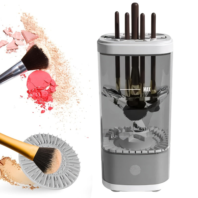 POLISH™️Electric Makeup Brush Cleaner Machine, Portable Automatic Cosmetic Brush Cleaner Tool, with 7000 RPM Motor, Includes Silicone Pad, for 3-4 Brushes,