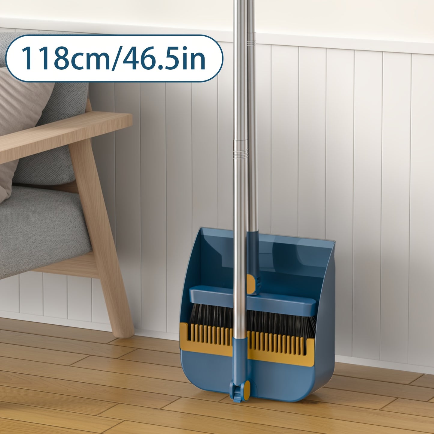 JAROW™ 1set Thickened Rotatable Foldable Soft Hair Broom Dustpan Set - Strong & Durable Stainless-Steel Rod, Easy Cleaning Supplies for Indoor, Home, Office, And Outdoor Use
