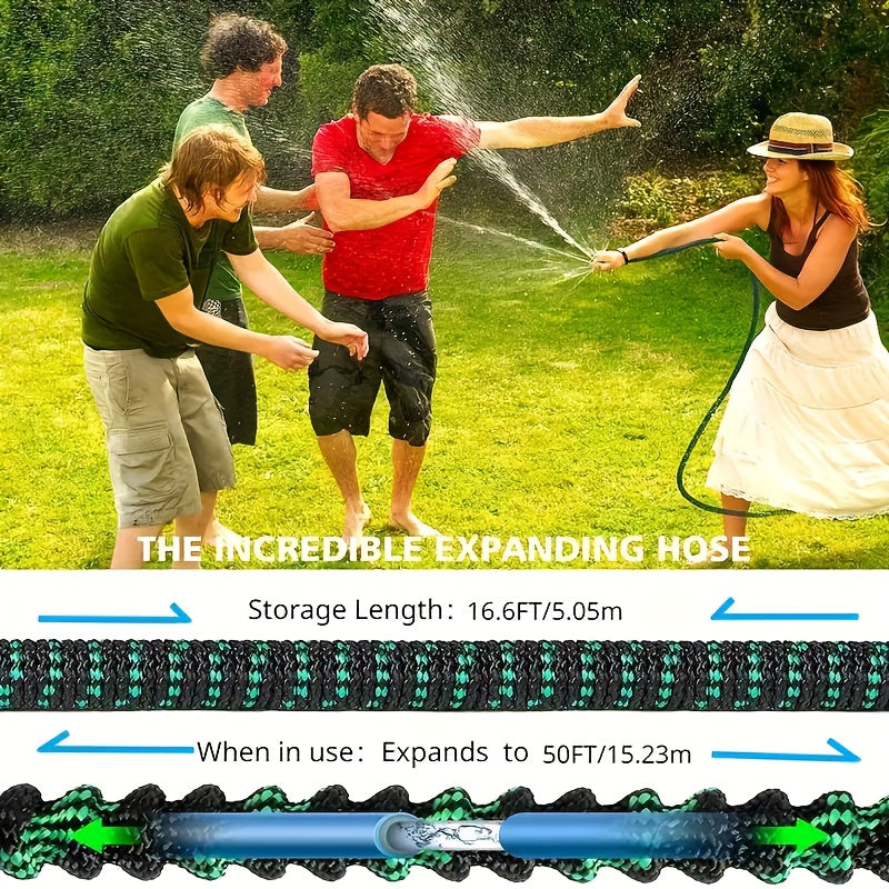 HOSEBUD™ 1pc Expandable Irrigation Hose with Spray Gun - for Home Yard High Pressure Car Washing No Kink Design 3 Times Retractable