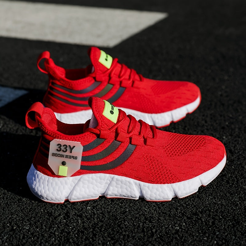 MILE HIGH™️Women's Breathable Knit Platform Sneakers, Casual Lace Up Outdoor Shoes, Comfortable Low Top Sport Shoes Plus Size