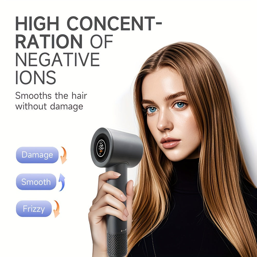 Oudif ™️Professional High-Speed Ionic Hair Dryer, 110000 RPM Brushless Motor, 4 Temperature Settings with LED Display, 2 Speed/Cold Options, Quiet Operation, Ergonomic Handle, US Plug –
