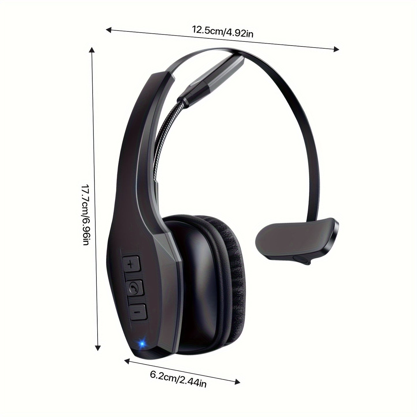 Trucker Headset, 55Hrs Working Time 36Hrs Talking Time Wireless Headphone with Dual Noise Cancelling Microphone Headset for PC Cell Phones, Computer, Truck Driver