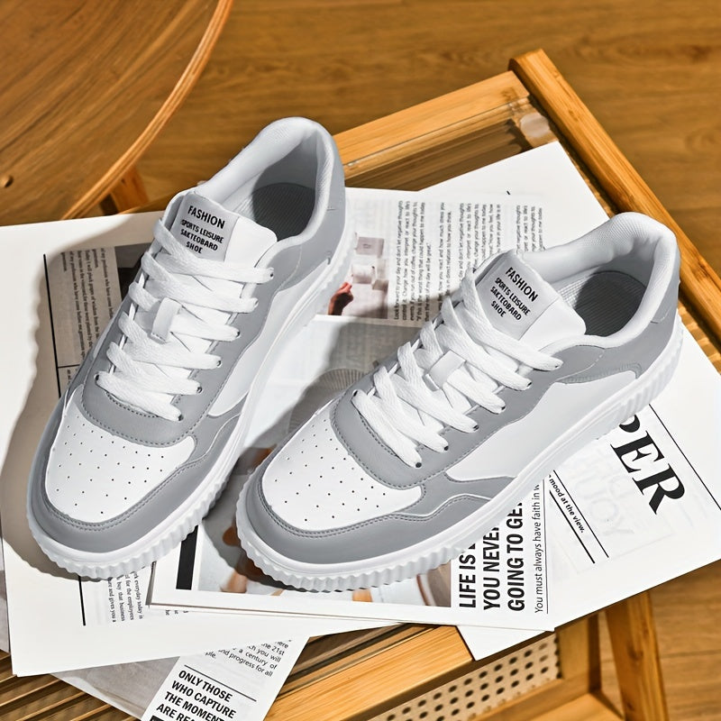 FEET UP ™Men's Trendy Street Style Low Top Skateboard Shoes, Comfy Non Slip Lace Up Casual Sneakers For Men's Outdoor Activities