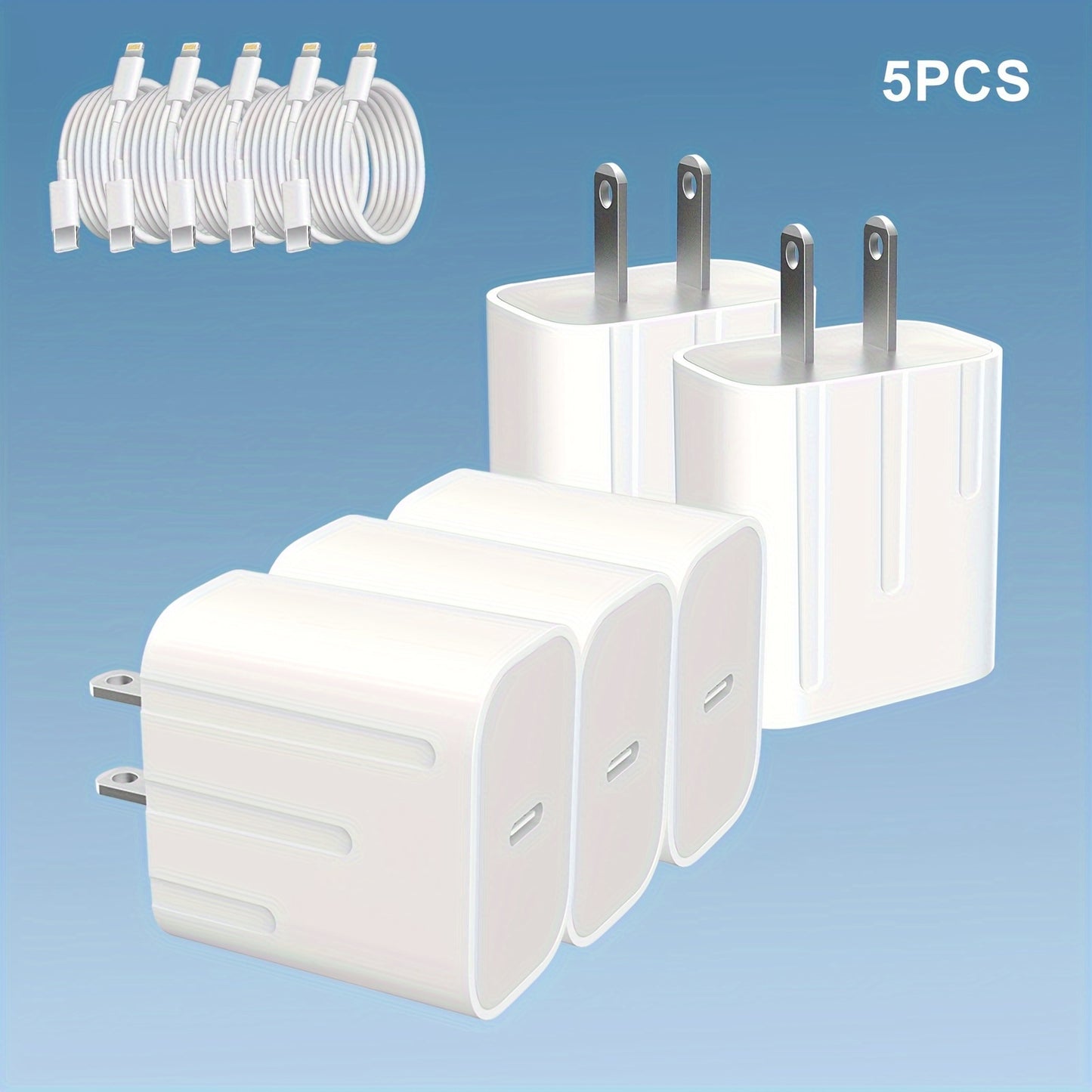 5 PCS iPhone Charger +CABLE MFi Certified Super-Fast Charging iPad Charger USB C Wall Charger Fast Charging 4FT Cable 5-PCS