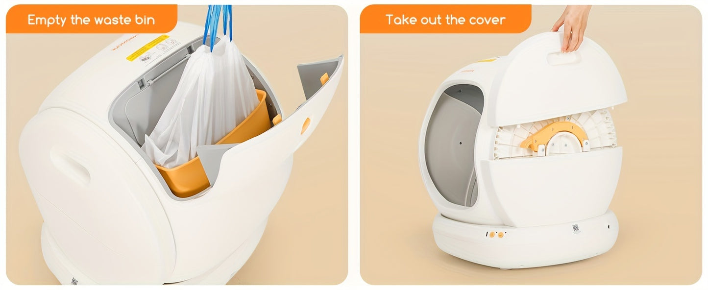 MEOW MEOW  ™ Self Cleaning Litter Box, Automatic Cat Litter Box Self Cleaning For Multiple Cats, Odor Removal Anti Pinch Kitty Litter Box, APP Control Smart Litter Box with Liners Bags