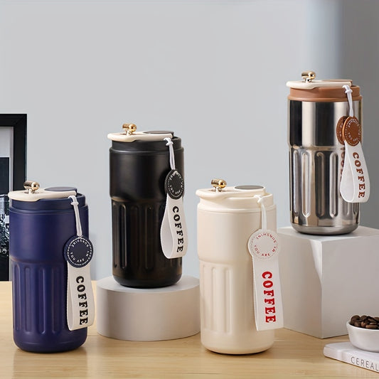 DRINKUP™ Coffee Mug, Stainless Steel Coffee Cup, Vacuum Sealed Portable Thermal Tumbler with Flip Top Lid, Battery Powered ,1PCS Smart mug