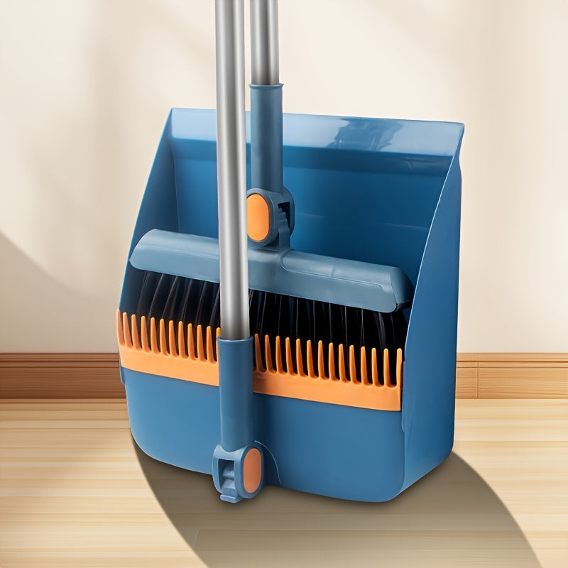 JAROW™ 1set Thickened Rotatable Foldable Soft Hair Broom Dustpan Set - Strong & Durable Stainless-Steel Rod, Easy Cleaning Supplies for Indoor, Home, Office, And Outdoor Use