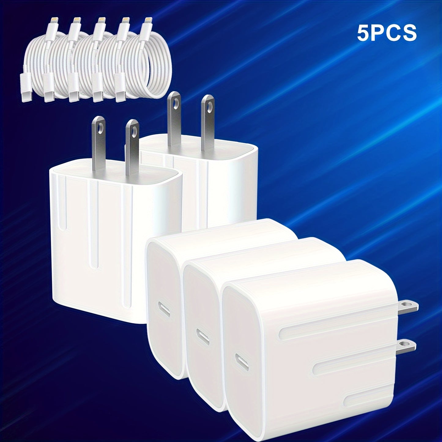 5 PCS iPhone Charger +CABLE MFi Certified Super-Fast Charging iPad Charger USB C Wall Charger Fast Charging 4FT Cable 5-PCS