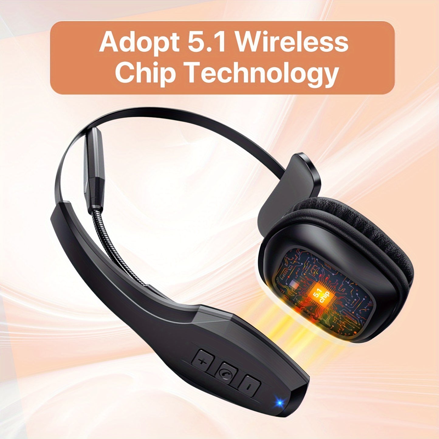 Trucker Headset, 55Hrs Working Time 36Hrs Talking Time Wireless Headphone with Dual Noise Cancelling Microphone Headset for PC Cell Phones, Computer, Truck Driver