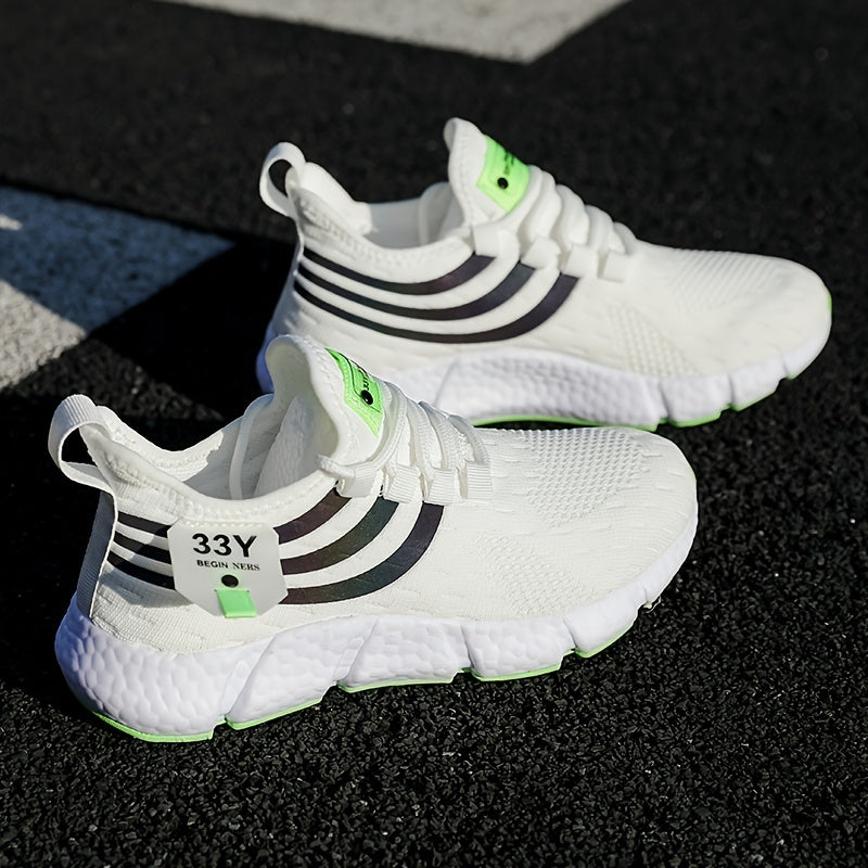 MILE HIGH™️Women's Breathable Knit Platform Sneakers, Casual Lace Up Outdoor Shoes, Comfortable Low Top Sport Shoes Plus Size