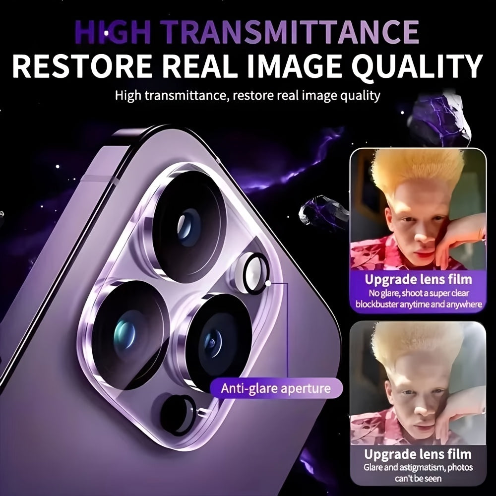 EASY™️6pcs for iPhone 11/12/13/14/15/16 Pro Max Special 3pcs tempered glass screen protector and 3pcs camera lens protection set - high-definition transparent, full coverage, oil-proof matte