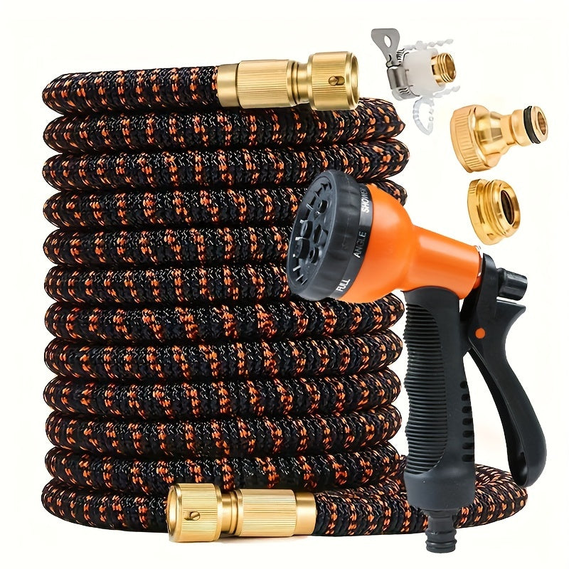 HOSEBUD™ 1pc Expandable Irrigation Hose with Spray Gun - for Home Yard High Pressure Car Washing No Kink Design 3 Times Retractable