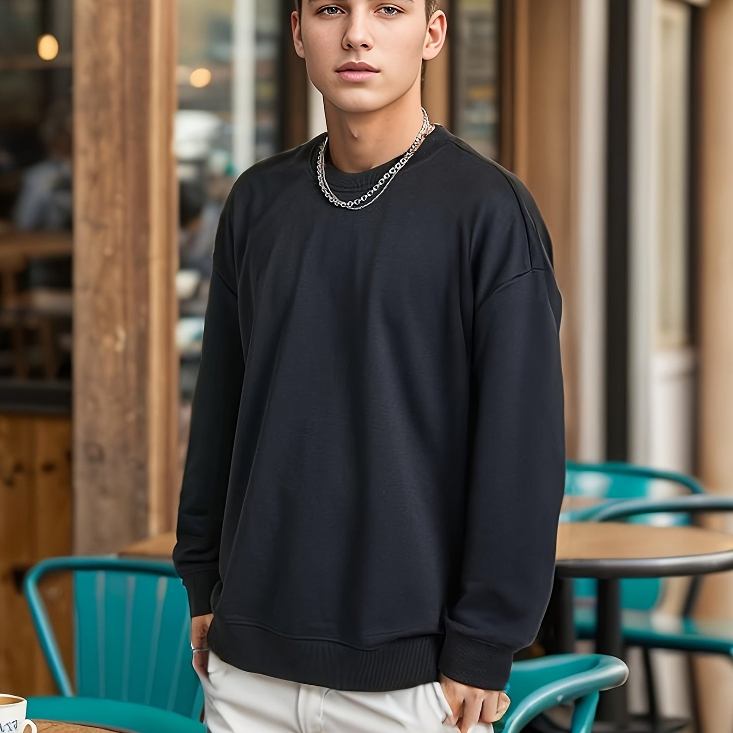 Men's Crewneck Sweatshirt Long Sleeve Hip Hop Fleece Pullover Vintage Sweatshirt Street Fashion Sweatshirts