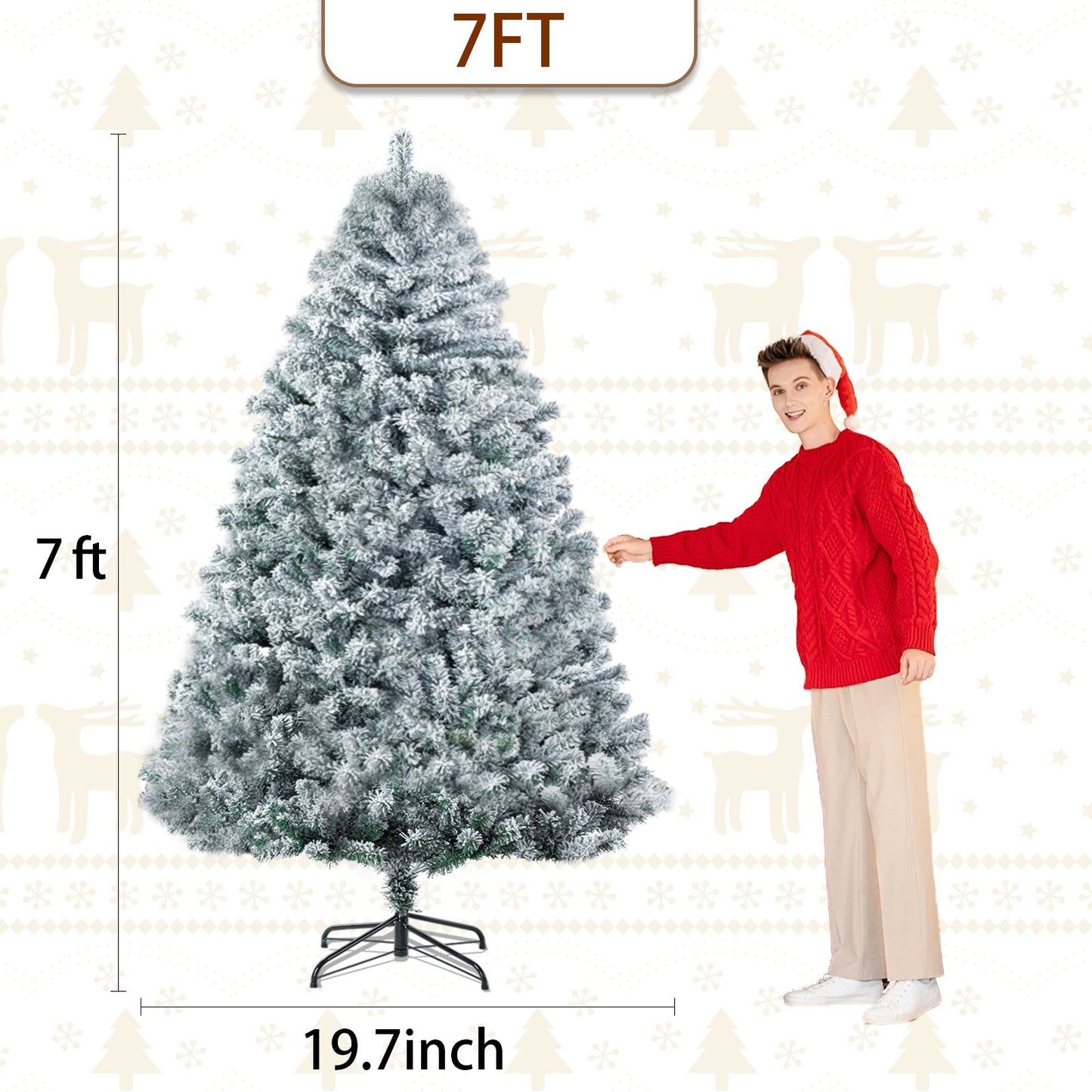 Artificial Christmas Tree with 400/1000/1200 Branch Tips, Foldable Base for Easy Assembly, Perfect for Home, Office, and Party Decorations,4.5/6/7 ft