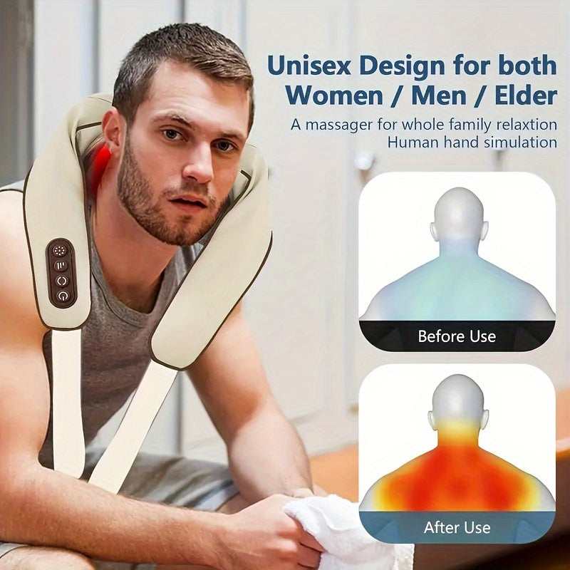 Neck Massager, Relieves Neck Pain, Deep Kneading Massager, with 6 Massage Nodes, with Heating  Suitable for Neck, Shoulder,