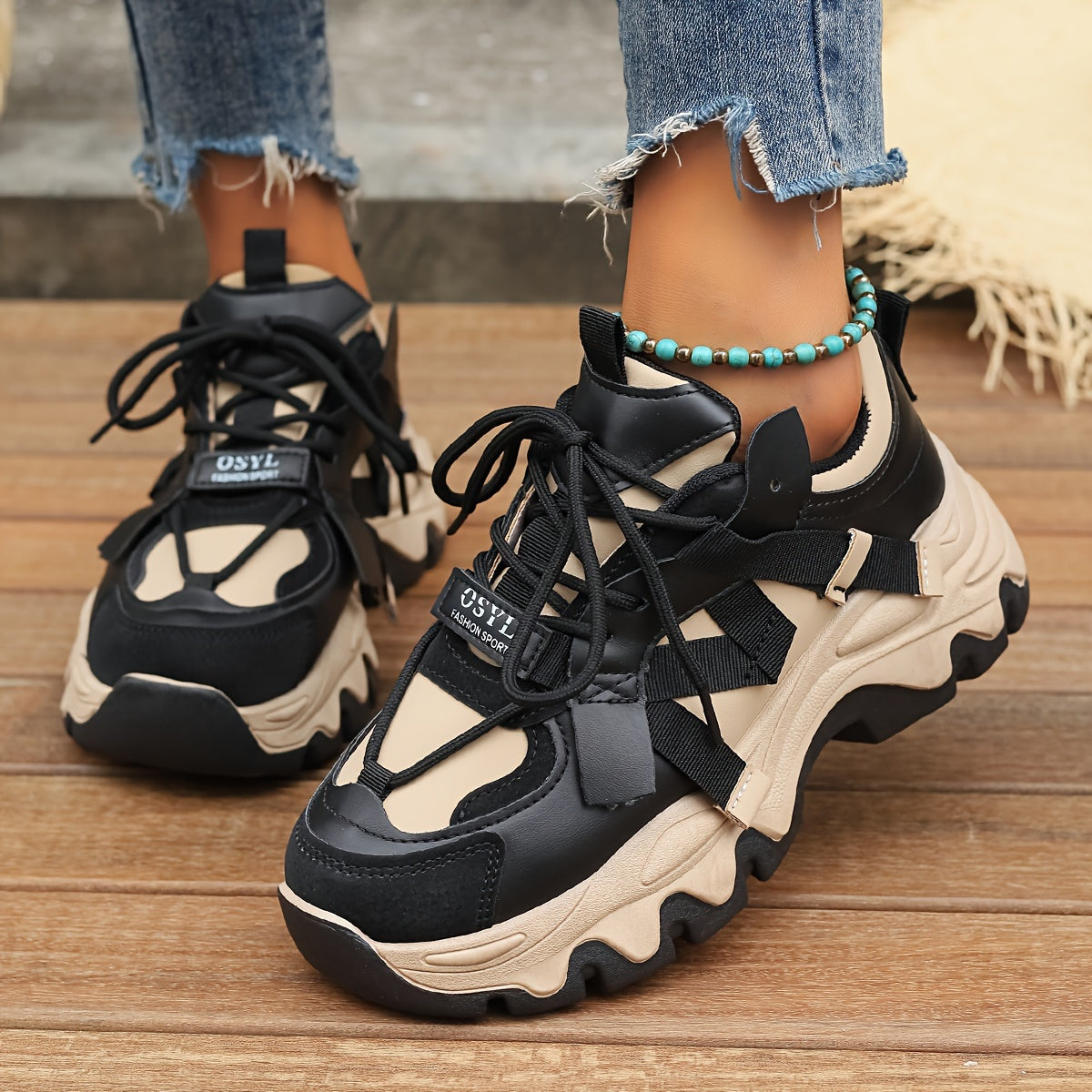 GET A CHRIP ™️Women's Fashion Chunky Thick Sole Casual Shoes, Lightweight, Low Top, Lace-Up, All-Season,