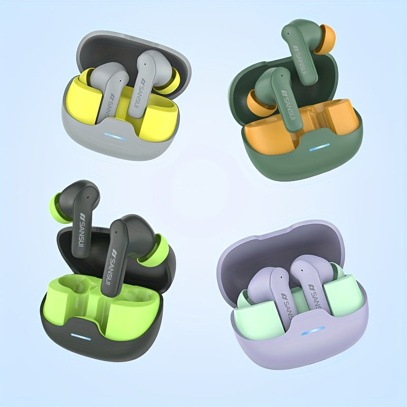 NEW SANSUI W23 True Wireless Noise Cancelling Earbuds, Active Noise Cancellation, 10mm Drivers with Big Bass, Wireless V5.4, 27H Long Playtime, With Built-in ENC Microphone