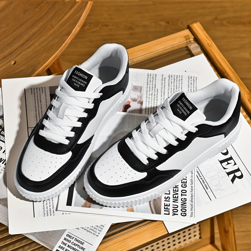 FEET UP ™Men's Trendy Street Style Low Top Skateboard Shoes, Comfy Non Slip Lace Up Casual Sneakers For Men's Outdoor Activities