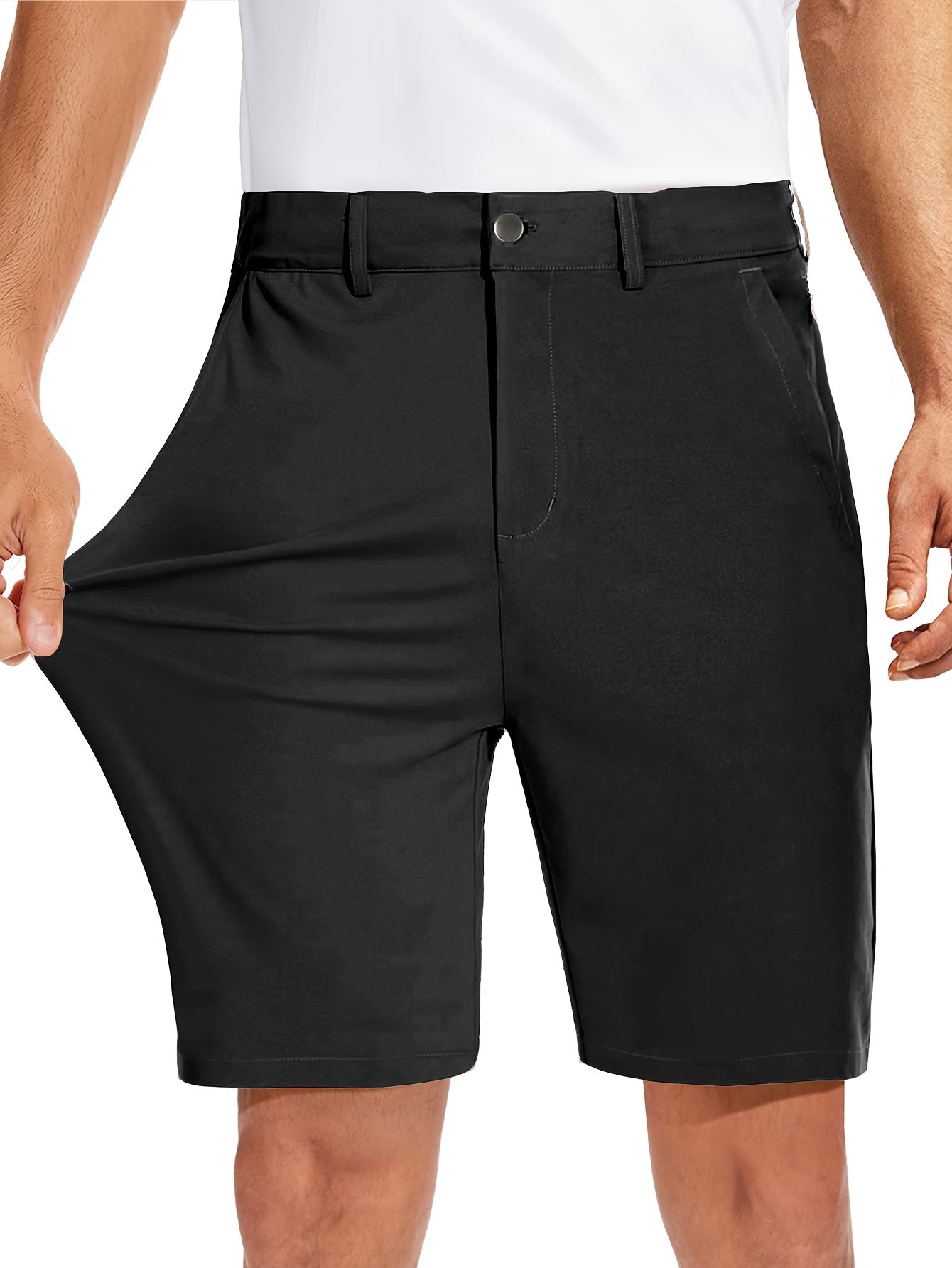 ENFOFSUMMER™️Quick-drying 9-inch Men's Golf Shorts - Casual Sports Shorts with Light Elasticity, 4 Pockets, Hidden Zipper - Waterproof for Outdoor Hiking and Mountain Climbing