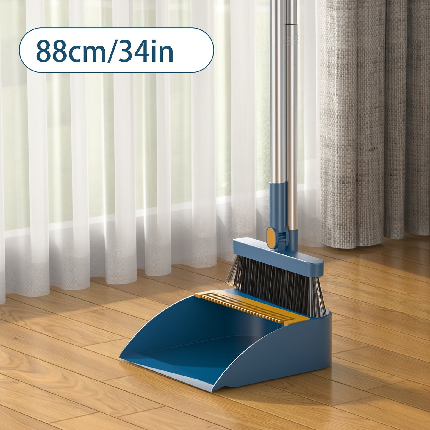 JAROW™ 1set Thickened Rotatable Foldable Soft Hair Broom Dustpan Set - Strong & Durable Stainless-Steel Rod, Easy Cleaning Supplies for Indoor, Home, Office, And Outdoor Use