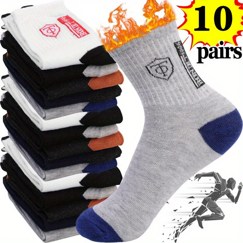SOCKSI™10 Pairs of Men's /WOMENS Trendy Breathable Crew Socks, Comfy Casual Soft Thermal Socks, Winter & Autumn