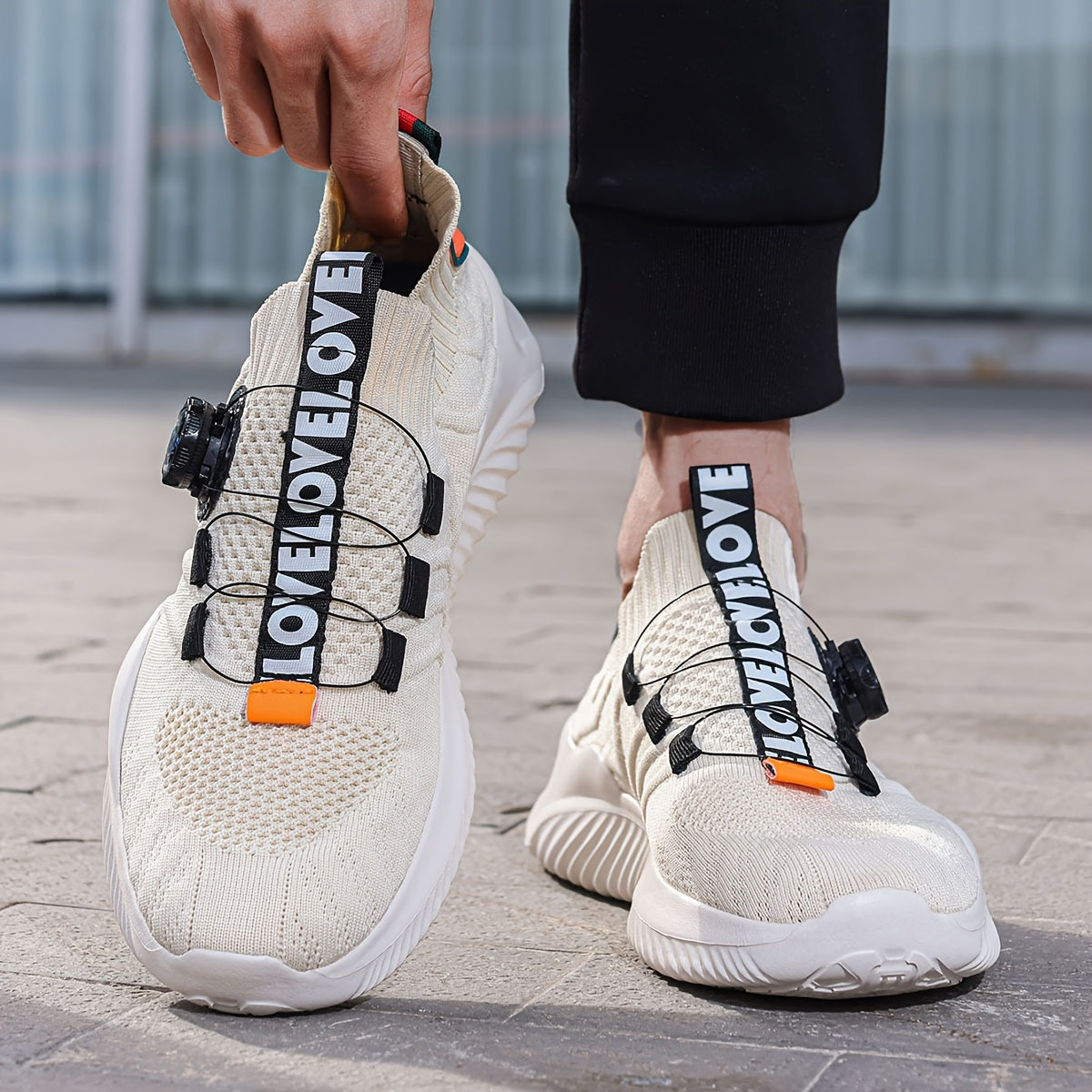 RUN™️ Men's Sneakers with Twist Closure - Breathable Knit Design & Thick Sole - Versatile Running and Driving Shoes