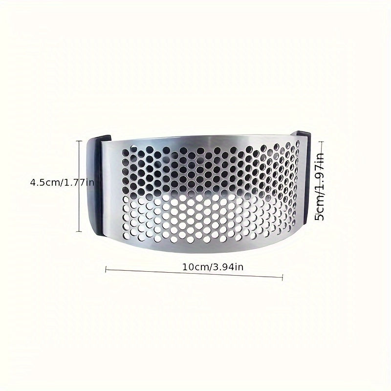 CRUSHER™ 1pc Stainless Steel Garlic Crusher - Manual Vegetable Cutter And Fruit Masher For Restaurants And Supermarkets - Easy To Use Kitchen Gadget For Chopping And Pressing Garlic
