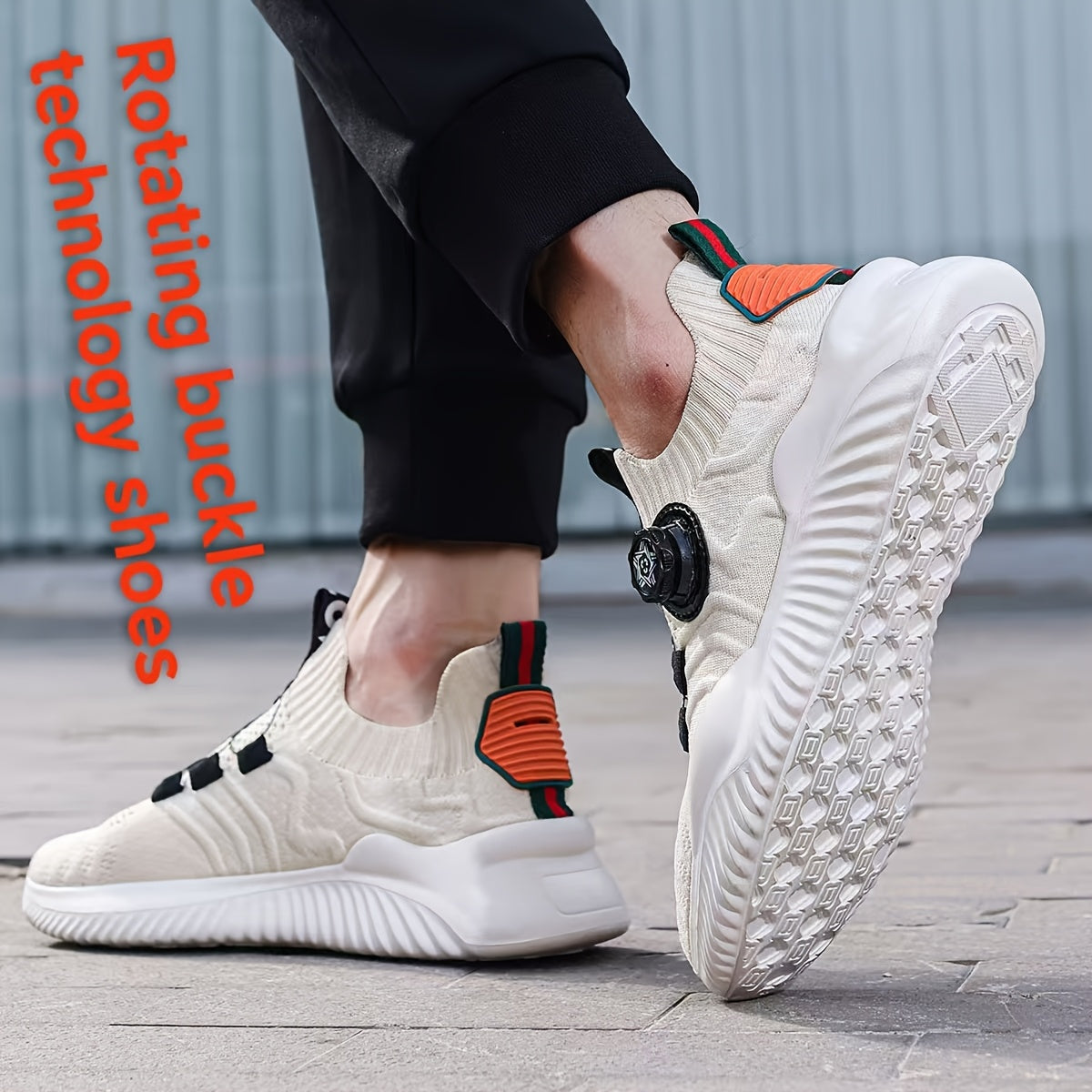RUN™️ Men's Sneakers with Twist Closure - Breathable Knit Design & Thick Sole - Versatile Running and Driving Shoes