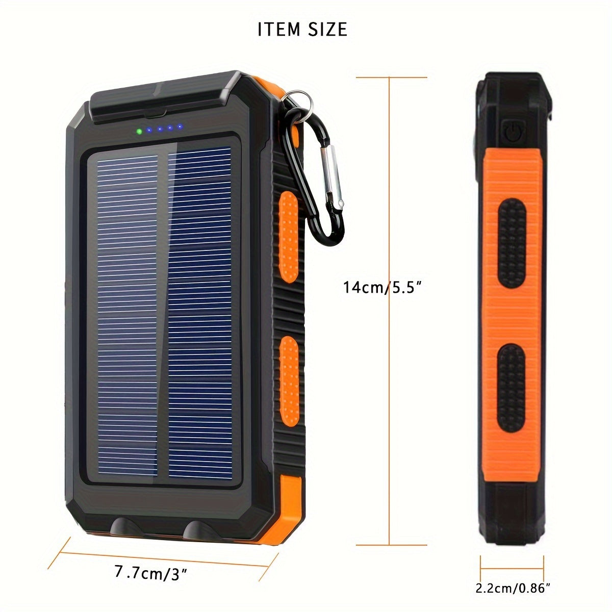 PORTABLE™ 10000 MAh Solar Mobile Power With Flashlight/ USB