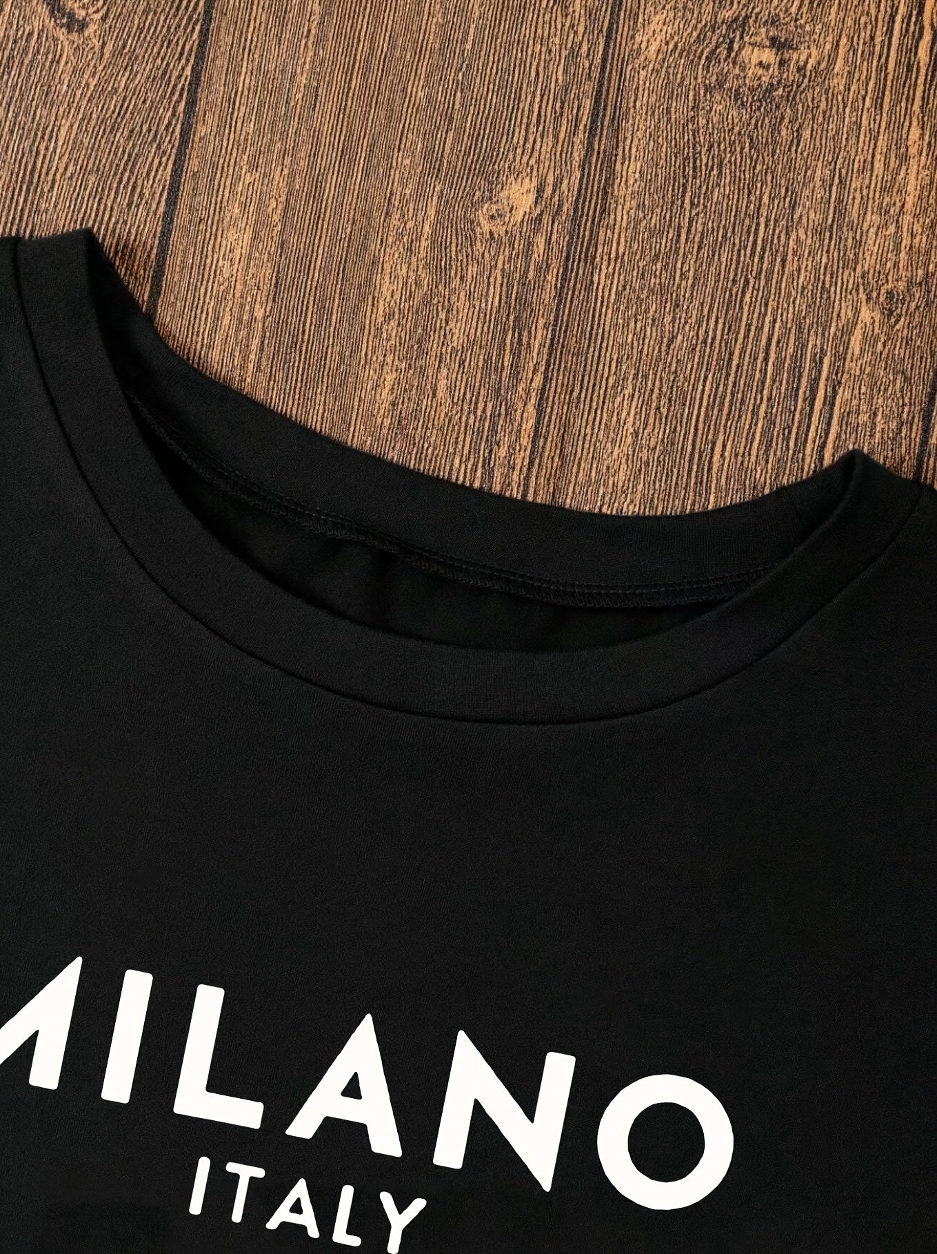 MILANO™️ Letter Print Crew Neck T-Shirt, Casual Short Sleeve T-Shirt For Spring & Summer, Women's Clothing