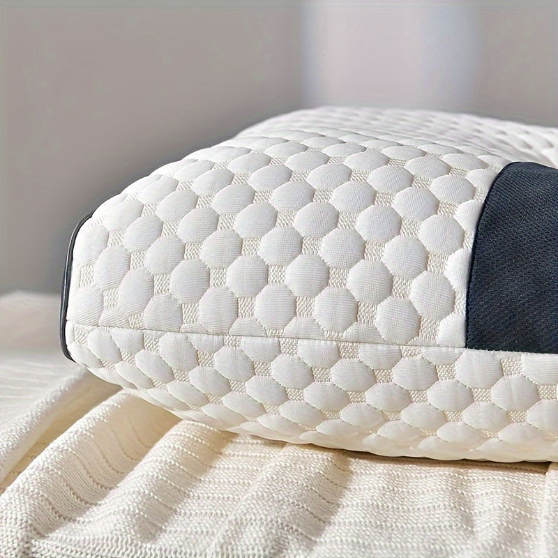 SLEEP WELL™ Knitted Antibacterial Cotton Massage Neck Pillow For Sleeping Soft, Adjustable Ergonomic Orthopedic Contour Support Pillow, High Quality Pillow Core, Removable Cover